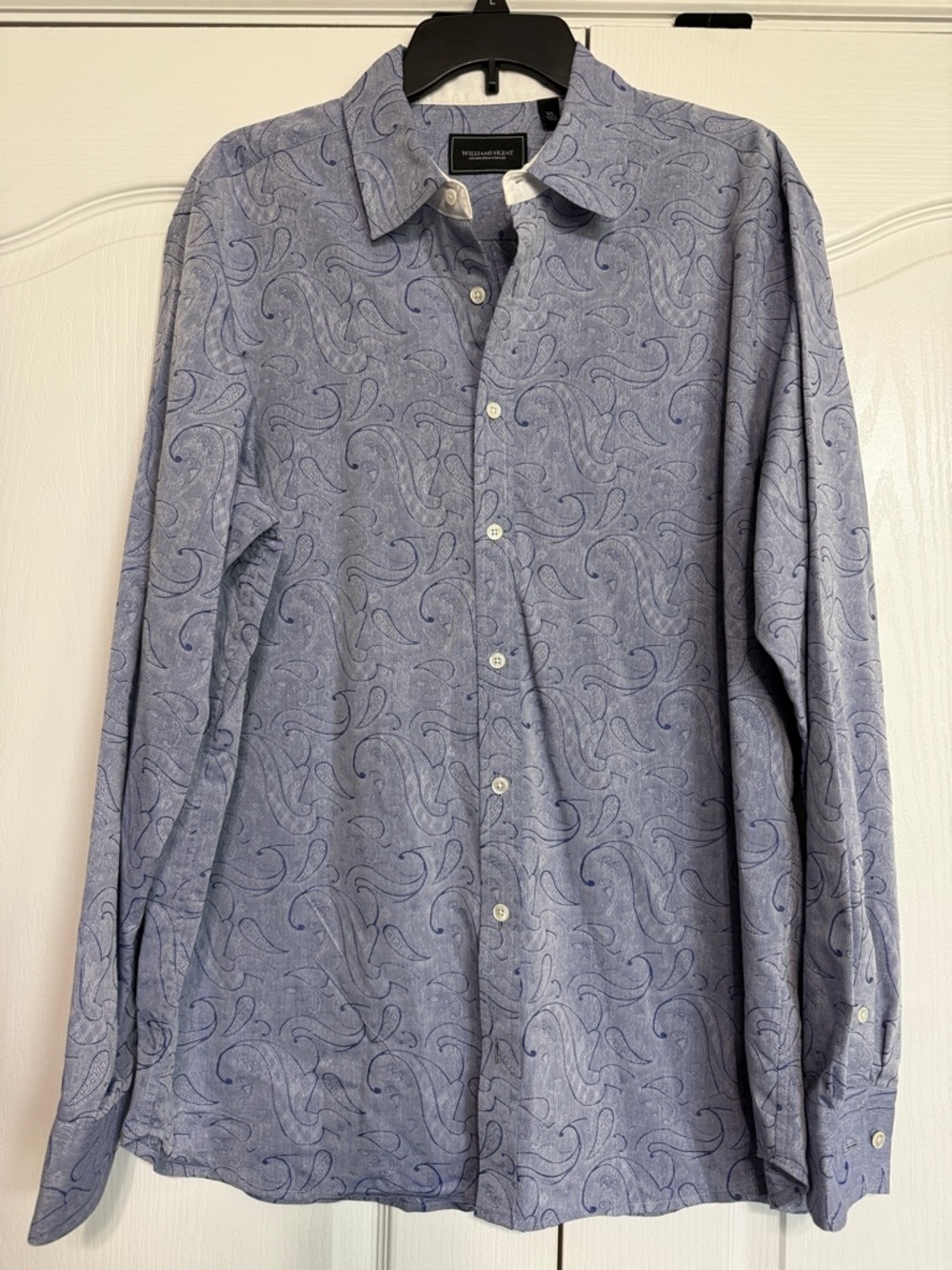 Williams & Kent 100% Cotton Blue Paisley Long-Sleeve Button-Down Shirt
